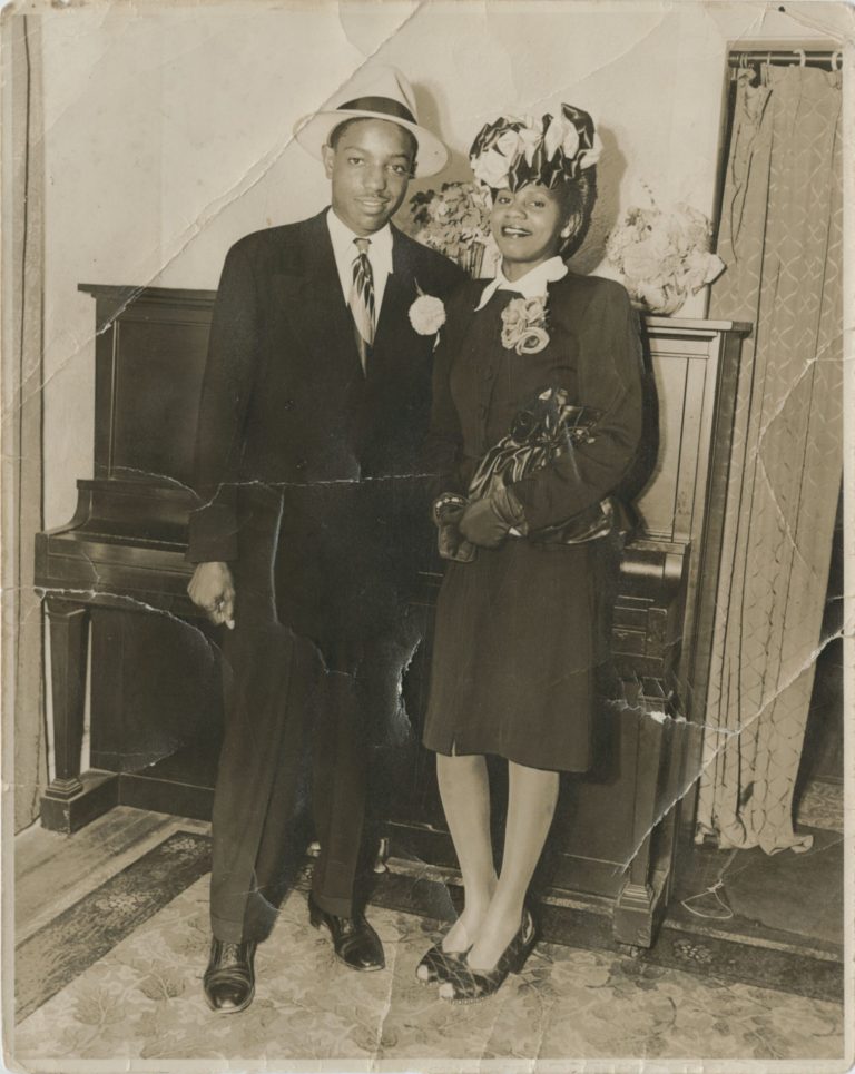 Gladys and John Weaver on Mother's Day. Donated to Queens Memory Collection at the Archives at Queens Public Library.